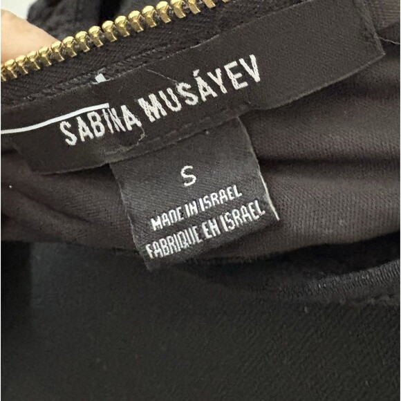 NWT Sabina Musayev Bamboo Cut Out Mini Dress Size S Black Anthropologie Padded - Picture 3 of 5